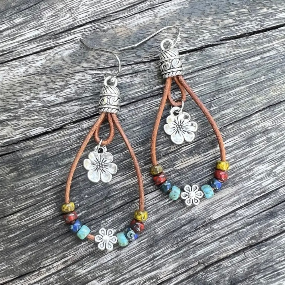Boho Beaded Earrings, Multi Color